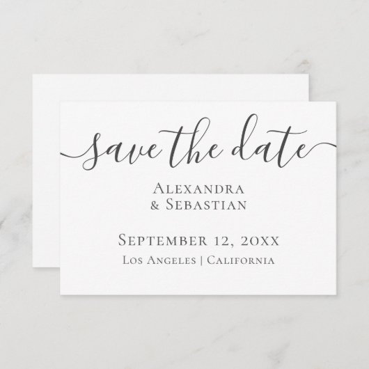 Eenvoudig elegant Typografie Weddenschap sparen de Save The Date (Voorkant / Achterkant)