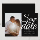 Eenvoudig elegant Typografie Weddenschap sparen de Save The Date (Voorkant / Achterkant)