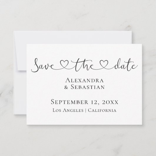 Eenvoudig elegant Typografie Weddenschap sparen de Save The Date (Voorkant)