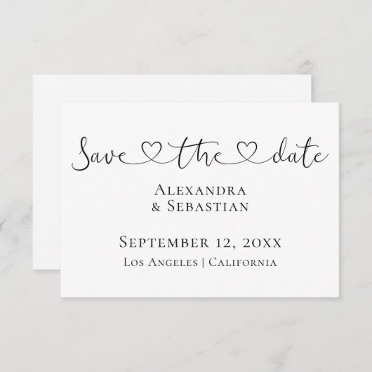 Eenvoudig elegant Typografie Weddenschap sparen de Save The Date (Voorkant / Achterkant)