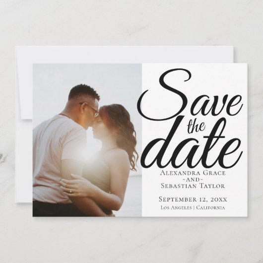 Eenvoudig elegant Typografie Weddenschap sparen de Save The Date (Voorkant)