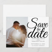 Eenvoudig elegant Typografie Weddenschap sparen de Save The Date (Voorkant / Achterkant)