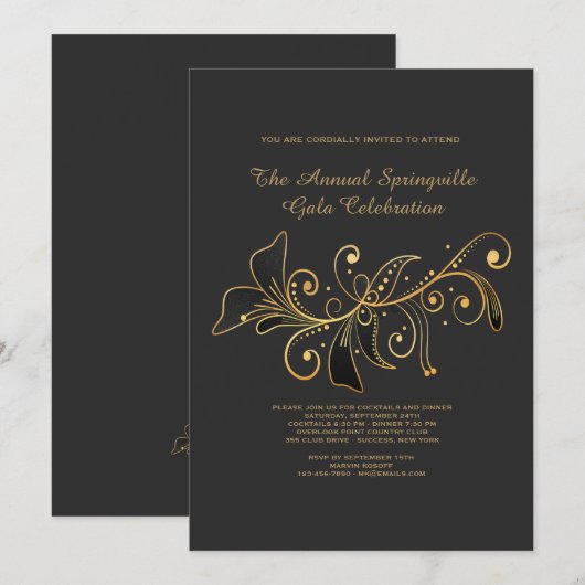 Eenvoudig Elegant Uitnodiging (Voorkant / Achterkant)