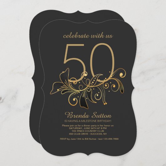 Eenvoudig Elegant Uitnodiging (Voorkant / Achterkant)