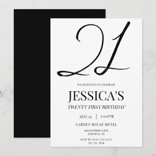 Eenvoudig elegant Unisex 21e verjaardagsfeest Kaart