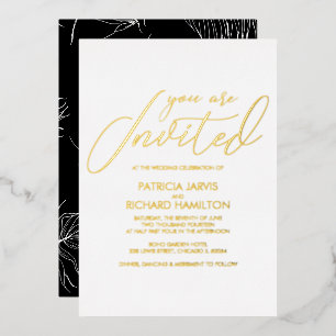 Eenvoudig elegant verfijnd huwelijk folie uitnodiging