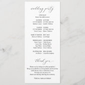 Eenvoudig elegant verfijnd huwelijk programmakaart (Achterkant)