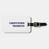 Eenvoudig Elegant Vet Blauw Wit Bagagelabel (Voorkant horizontaal)