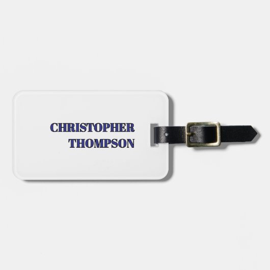 Eenvoudig Elegant Vet Blauw Wit Bagagelabel (Voorkant horizontaal)