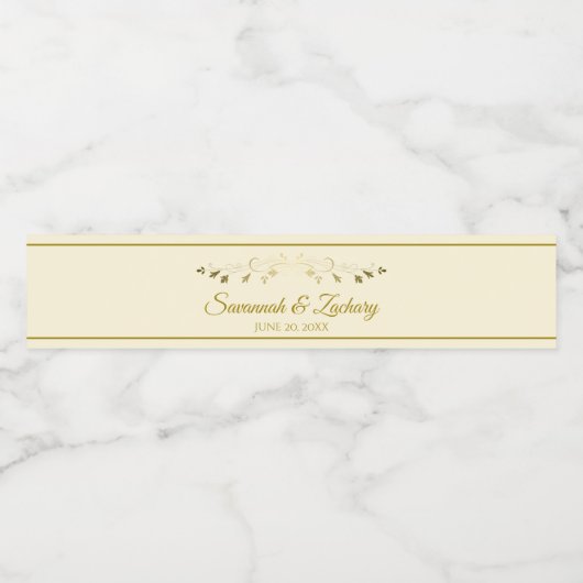 Eenvoudig elegant Vlaams goud- en crèmehuwelijk Waterfles Etiket (Enkel label)