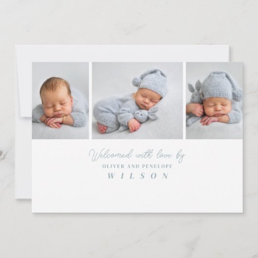 Eenvoudig Elegant Volledige Foto met Collage Birth Aankondiging (Achterkant)