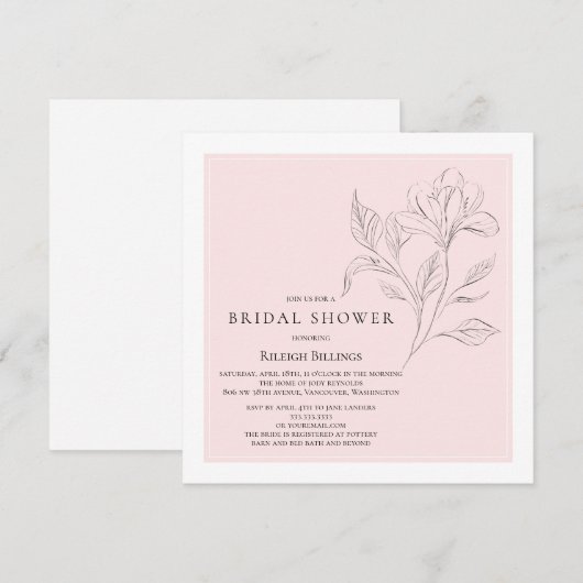 Eenvoudig Elegant Vrijgezellenfeest Roze Witte Blo Kaart (Voorkant / Achterkant)