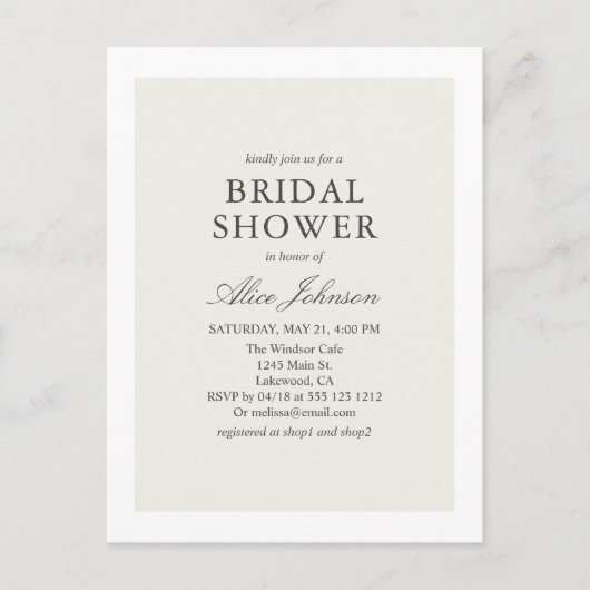 Eenvoudig elegant Vrijgezellenfeest Uitnodiging Briefkaart (Voorkant)