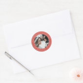 Eenvoudig Elegant Weddenschap Foto Rood Return-adr Ronde Sticker (Envelop)