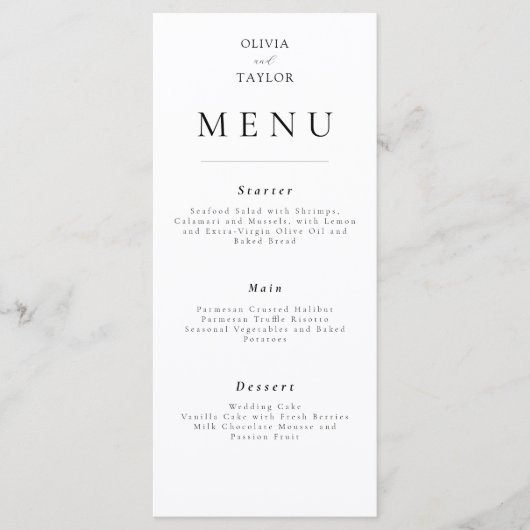 Eenvoudig Elegant Weddenschap/Gebeurtenismenu Menu (Voorkant)