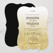 Eenvoudig Elegant Weddenschap Gold Glitter Monogra Kaart (Voorkant / Achterkant)