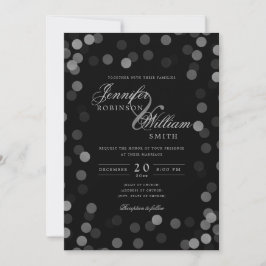 Eenvoudig elegant Weddenschap Silver Confetti Blac Kaart