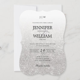 Eenvoudig Elegant Weddenschap Zilver Glitter Monog Kaart