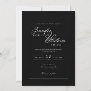 Eenvoudig elegant Weddenschap zwart script Kaart