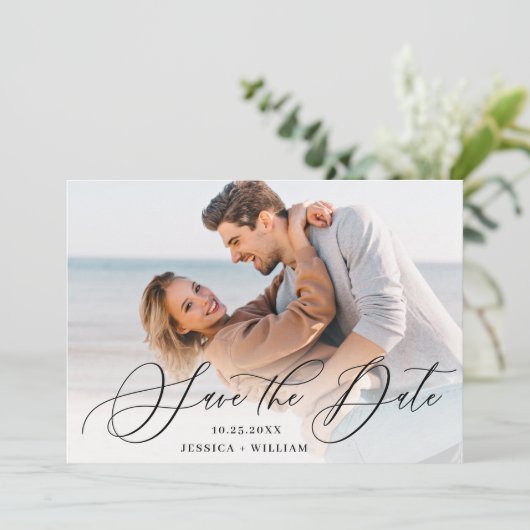 Eenvoudig Elegant Wedding 2 FOTO Save The Date (Staand voorkant)