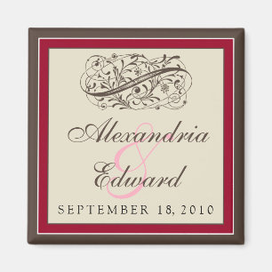 Eenvoudig Elegant Wedding Favor Magnet: cranberry Magneet