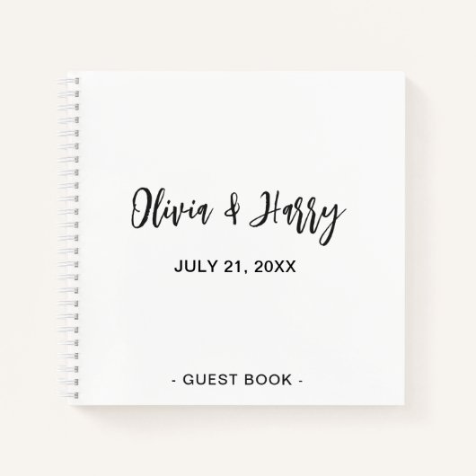 Eenvoudig Elegant Wedding Gastenboek | Zwart Wit Notitieboek (Voorkant)