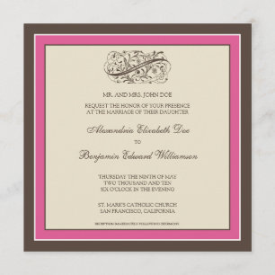 Eenvoudig Elegant Wedding Invitation (fuschia) Kaart