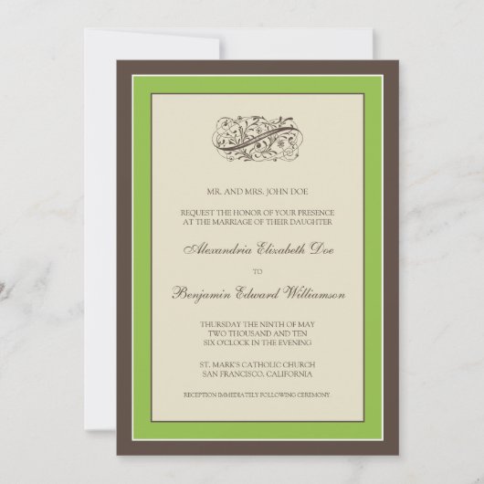 Eenvoudig Elegant Wedding Invitation (groene appel Kaart (Voorkant)