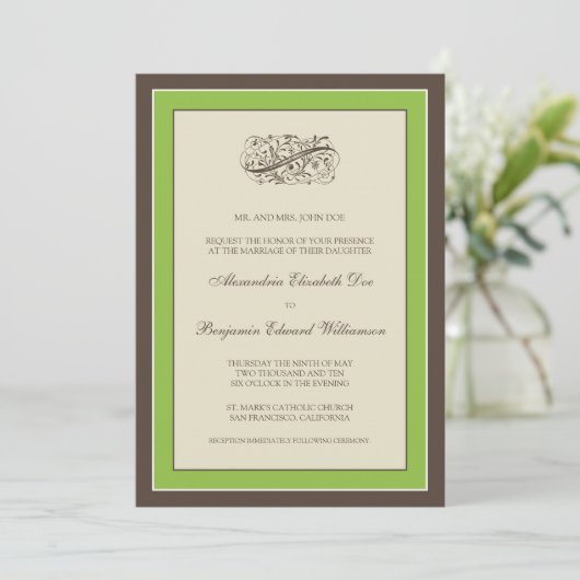 Eenvoudig Elegant Wedding Invitation (groene appel Kaart (Staand voorkant)