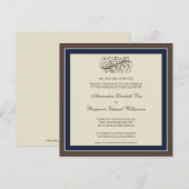 Eenvoudig Elegant Wedding Invitation (marineblauw) Kaart (Voorkant / Achterkant)