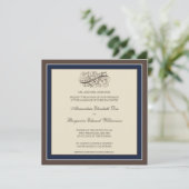 Eenvoudig Elegant Wedding Invitation (marineblauw) Kaart (Staand voorkant)
