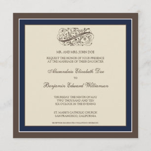 Eenvoudig Elegant Wedding Invitation (marineblauw) Kaart