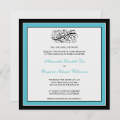 Eenvoudig Elegant Wedding Invitation (zwart/aqua) Kaart (Voorkant / Achterkant)