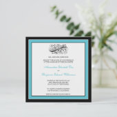 Eenvoudig Elegant Wedding Invitation (zwart/aqua) Kaart (Staand voorkant)