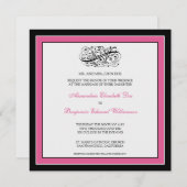 Eenvoudig Elegant Wedding Invitation (zwart/fuschi Kaart (Voorkant / Achterkant)