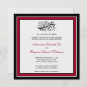 Eenvoudig Elegant Wedding Invitation (zwart/rood) Kaart (Voorkant / Achterkant)