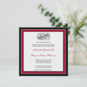 Eenvoudig Elegant Wedding Invitation (zwart/rood) Kaart (Staand voorkant)