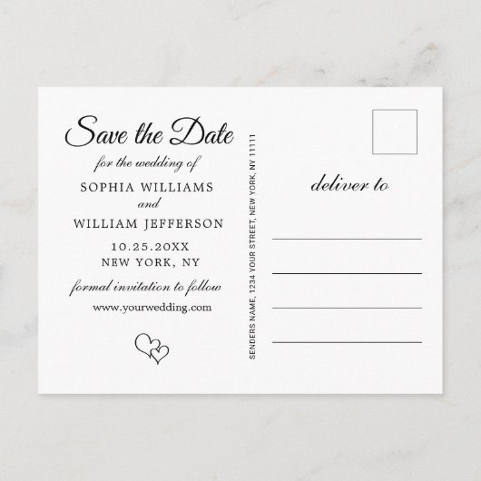 Eenvoudig Elegant Wedding Save the Date 3 Photo Aankondigingskaart (Achterkant)