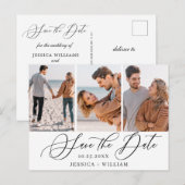 Eenvoudig Elegant Wedding Save the Date 3 Photo Briefkaart (Voorkant / Achterkant)