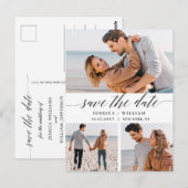 Eenvoudig Elegant Wedding Save the Date 3 Photo Briefkaart (Voorkant / Achterkant)