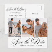 Eenvoudig Elegant Wedding Save the Date 3 Photo Briefkaart (Voorkant / Achterkant)