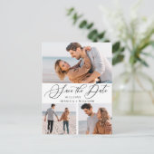 Eenvoudig Elegant Wedding Save the Date 3 Photo Briefkaart (Staand voorkant)