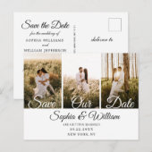 Eenvoudig Elegant Wedding Save the Date 3 Photo Briefkaart (Voorkant / Achterkant)