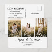 Eenvoudig Elegant Wedding Save the Date 3 Photo Briefkaart (Voorkant / Achterkant)