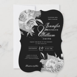 Eenvoudig Elegant Wedding Silver Floral & Folie Bl Kaart