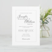 Eenvoudig Elegant Wedding Silver Grey Script Kaart (Staand voorkant)