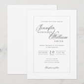 Eenvoudig Elegant Wedding Silver Grey Script Kaart (Voorkant / Achterkant)