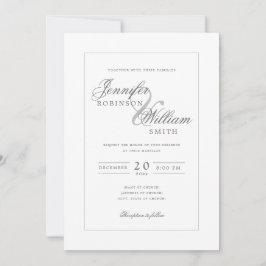 Eenvoudig Elegant Wedding Silver Grey Script Kaart