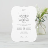 Eenvoudig Elegant Wedding Silver Monogram Kaart (Staand voorkant)