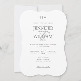 Eenvoudig Elegant Wedding Silver Monogram Kaart
